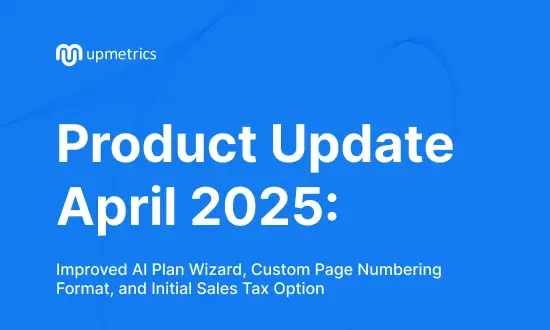 Product Update April 2025: Improved AI Plan Wizard, Custom Page Numbering Format, and Initial Sales Tax Option