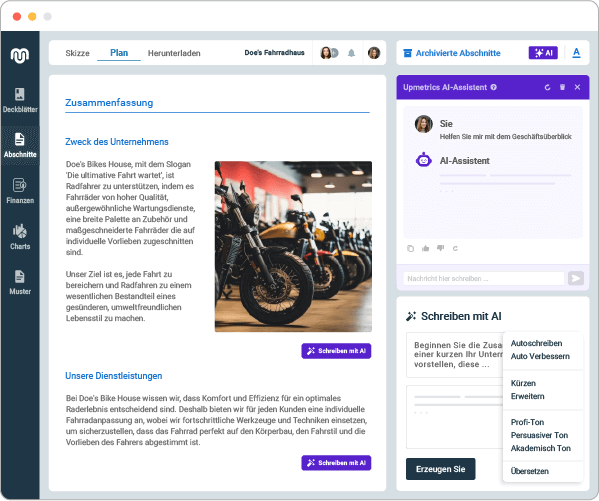 de ai powererd geschäftsplan erstellung