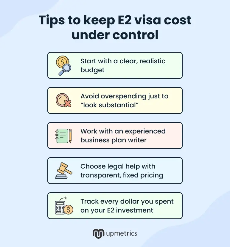 tips to keep e2 visa cost under control