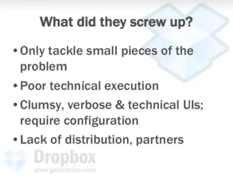 dropbox competitors mistakes