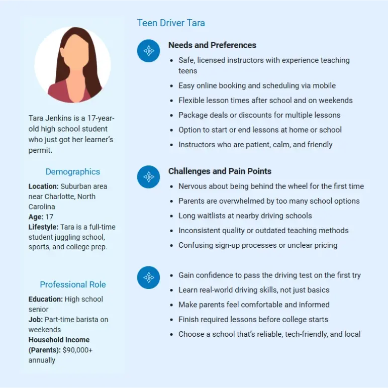 customer persona of driving school business plan