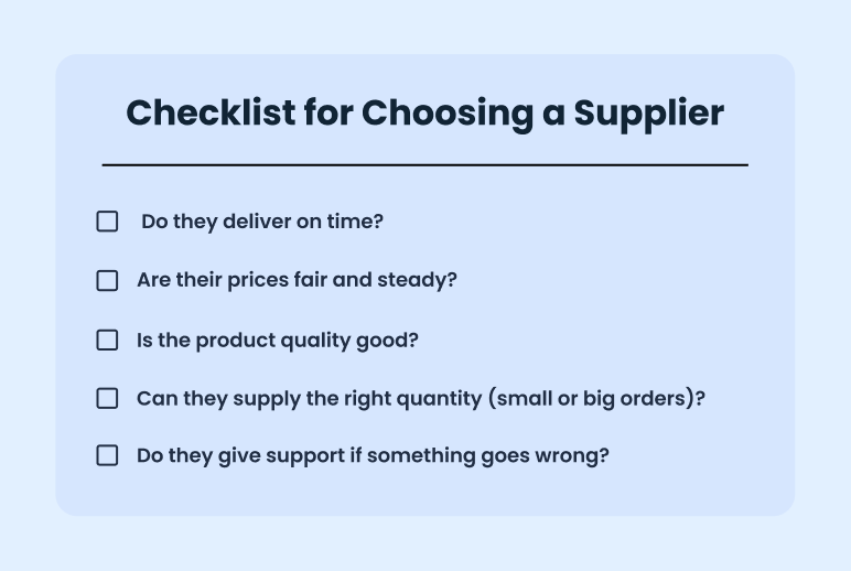 checklist for choosing a supplier