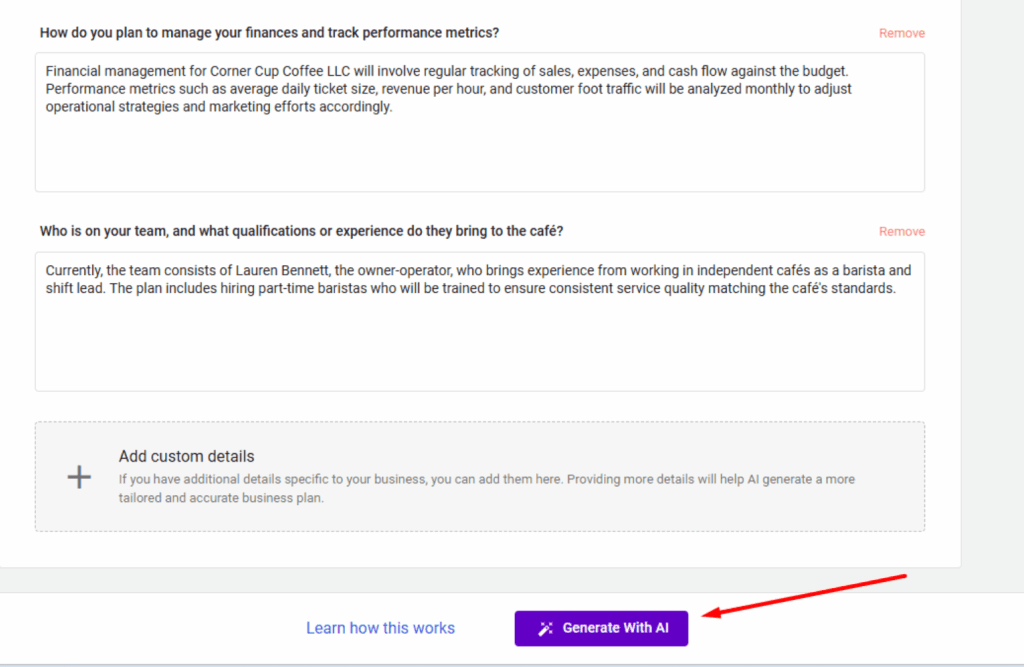 Plan generate with ai
