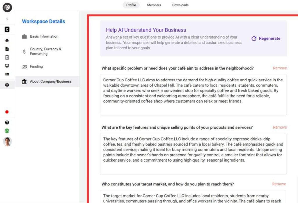 Workspace setup about business