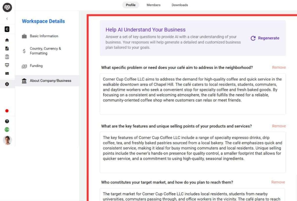 Workspace setup about business