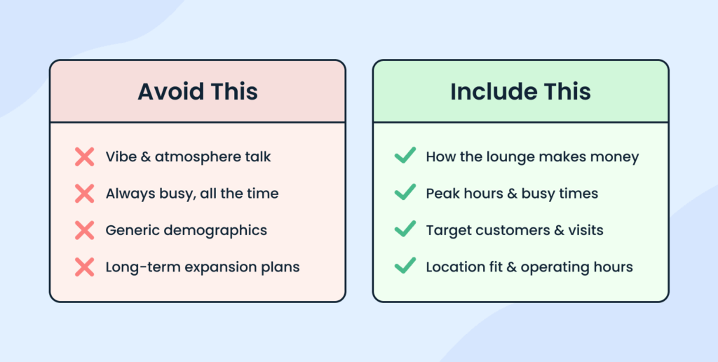 Purpose of the lounge business plan
