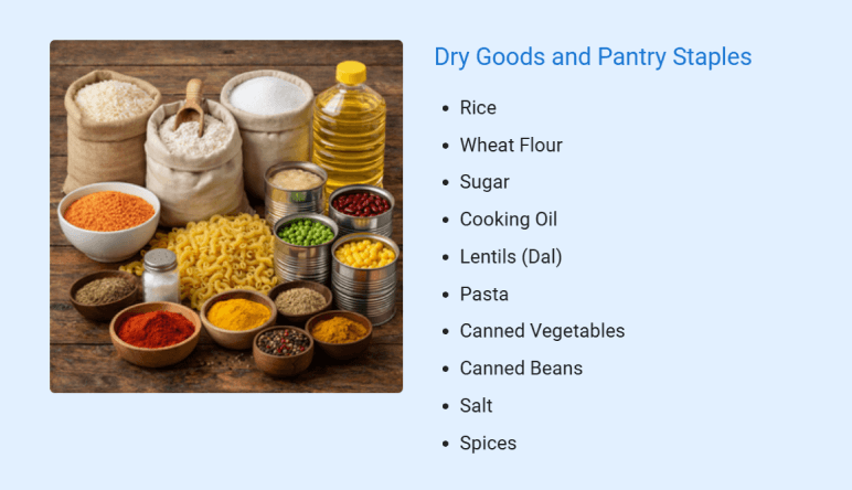 Dry goods and pantry staples available at Riverside Market Grocery