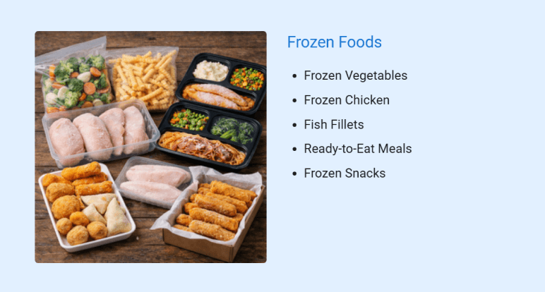 Frozen foods products available at Riverside Market Grocery