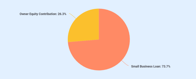 Funding sources pie chart for VitalDrip IV hydration business plan
