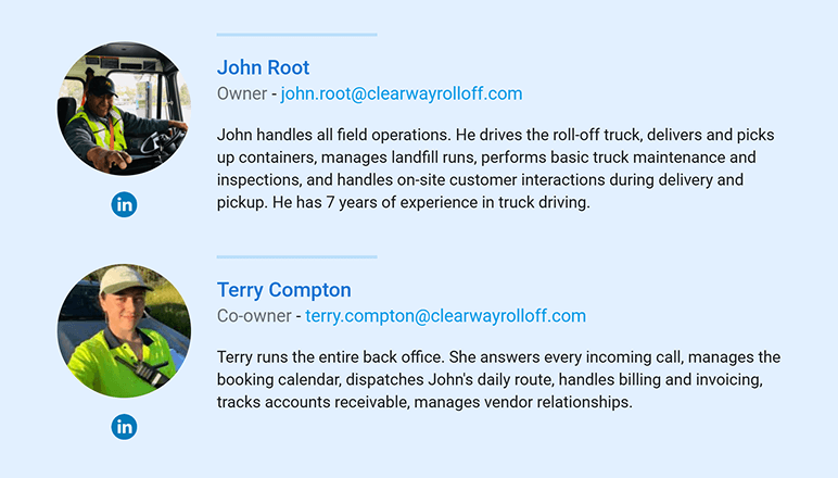 Staffing plan for ClearWay Roll-Off Services