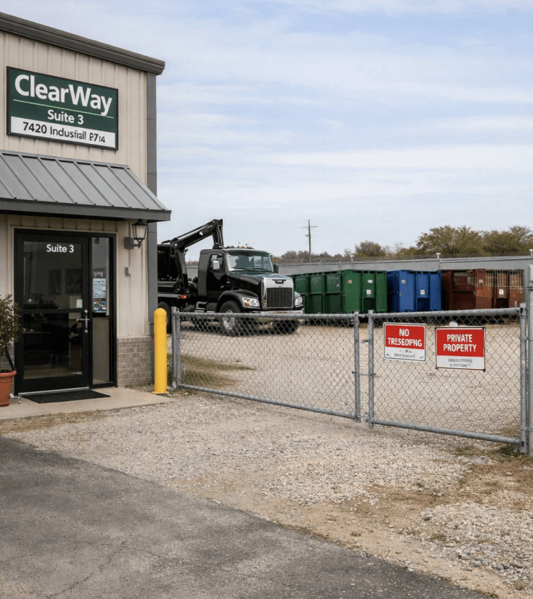 Facility and location map for ClearWay Roll-Off Services