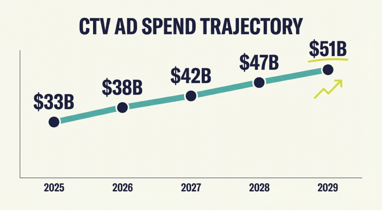 CTV ad spend trajectory from 2025 to 2029