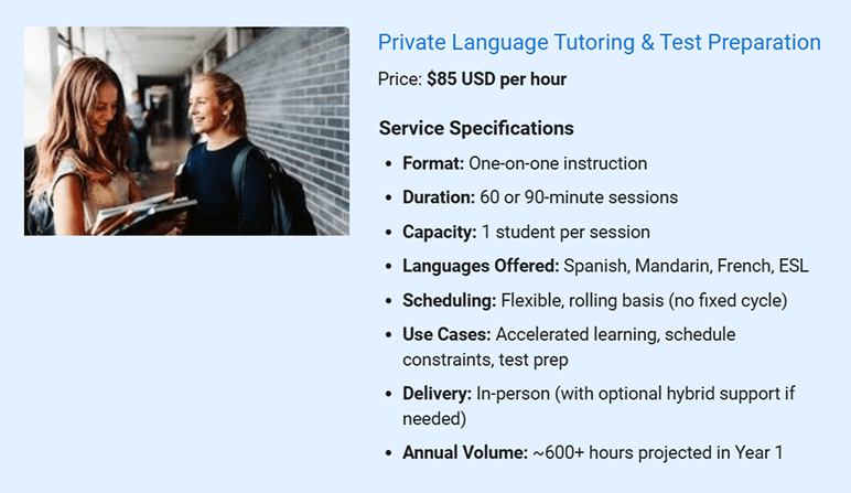 Private Tutoring - business plan