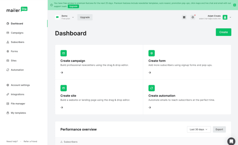 MailerLite drag-and-drop email editor