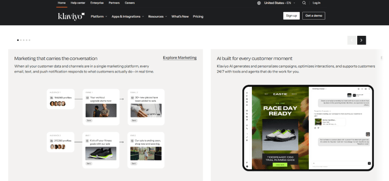 Klaviyo dashboard with revenue attribution