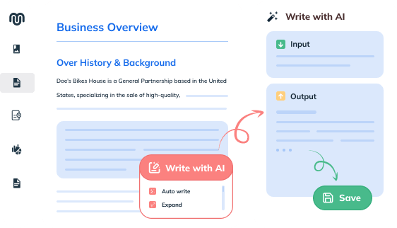 AI assistant writing a business plan section