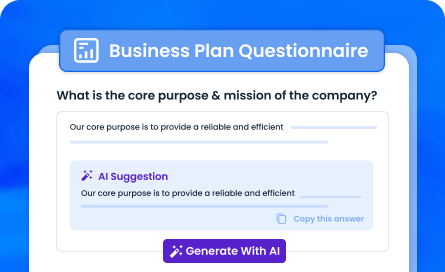 AI assistant drafting a business plan section in Upmetrics