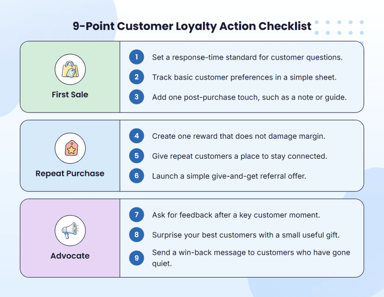 9-point customer loyalty action checklist for small businesses
