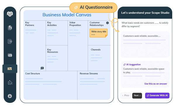 AI-guided canvas questionnaire