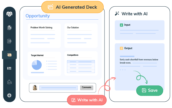 AI drafting pitch deck slide copy