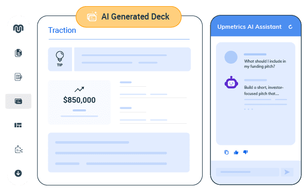 AI business assistant helping refine pitch deck content
