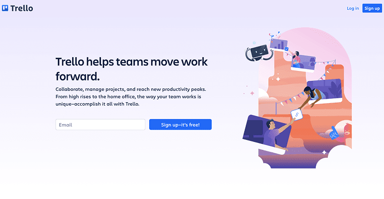Trello homepage unique value proposition example