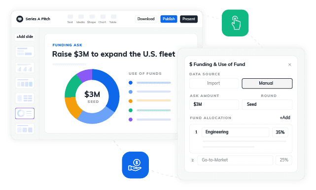 Smart slides that render charts from the numbers you enter