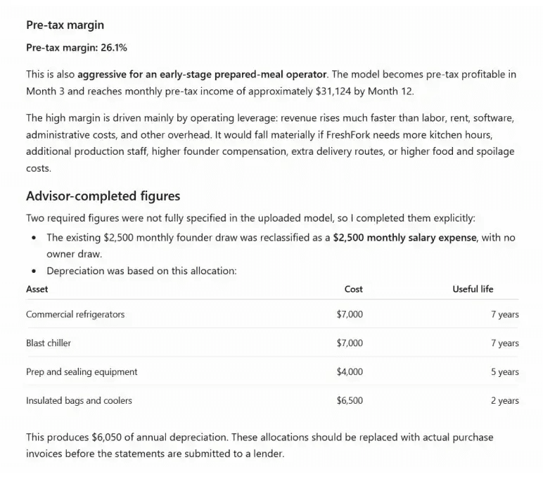 Stage 3: Build, summarize, and review the projections - flagging assumptions behind the numbers