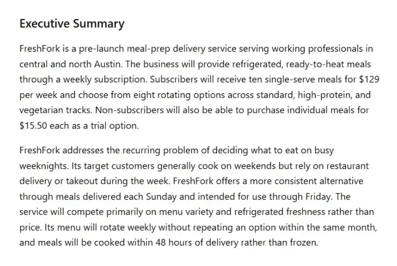 Executive summary - ChatGPT-generated executive summary example