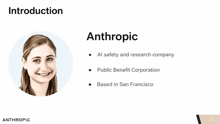 Anthropic pitch deck slide 2 introducing the company in three short lines