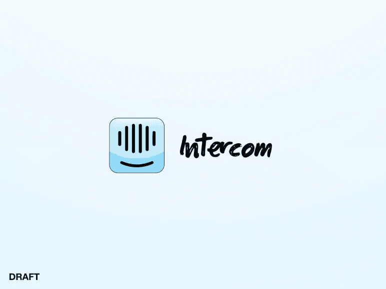 Intercom pitch deck cover slide showing only the company logo and the word DRAFT