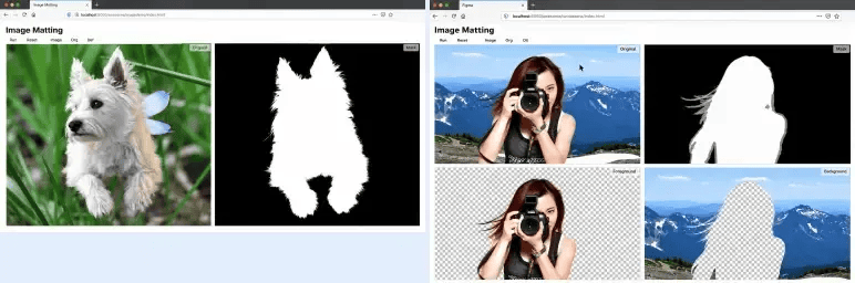 Figma pitch deck image matting demo separating fine detail like fur and hair from the background
