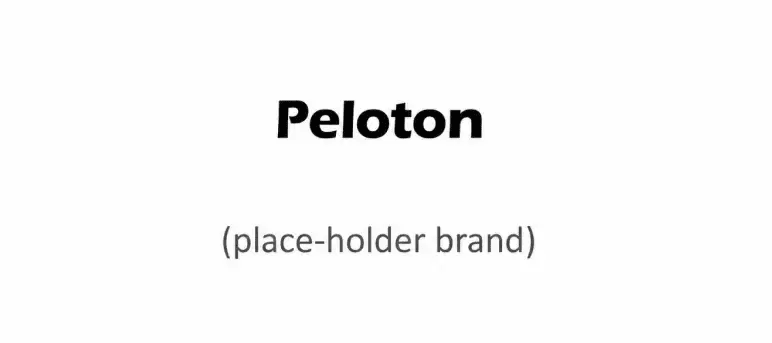 Peloton pitch deck cover slide with placeholder brand name