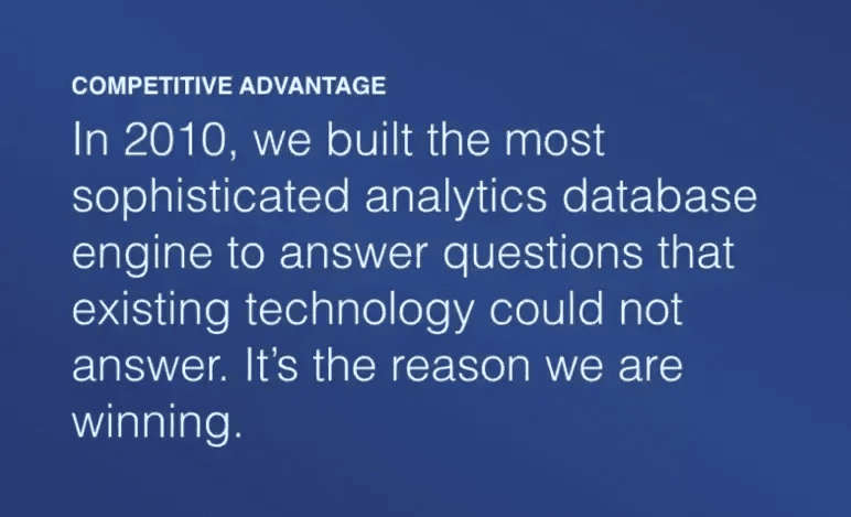 Mixpanel pitch deck slide 6 explaining its analytics database engine as a competitive advantage