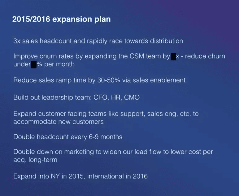 Mixpanel pitch deck slide 10 2015 and 2016 expansion plan