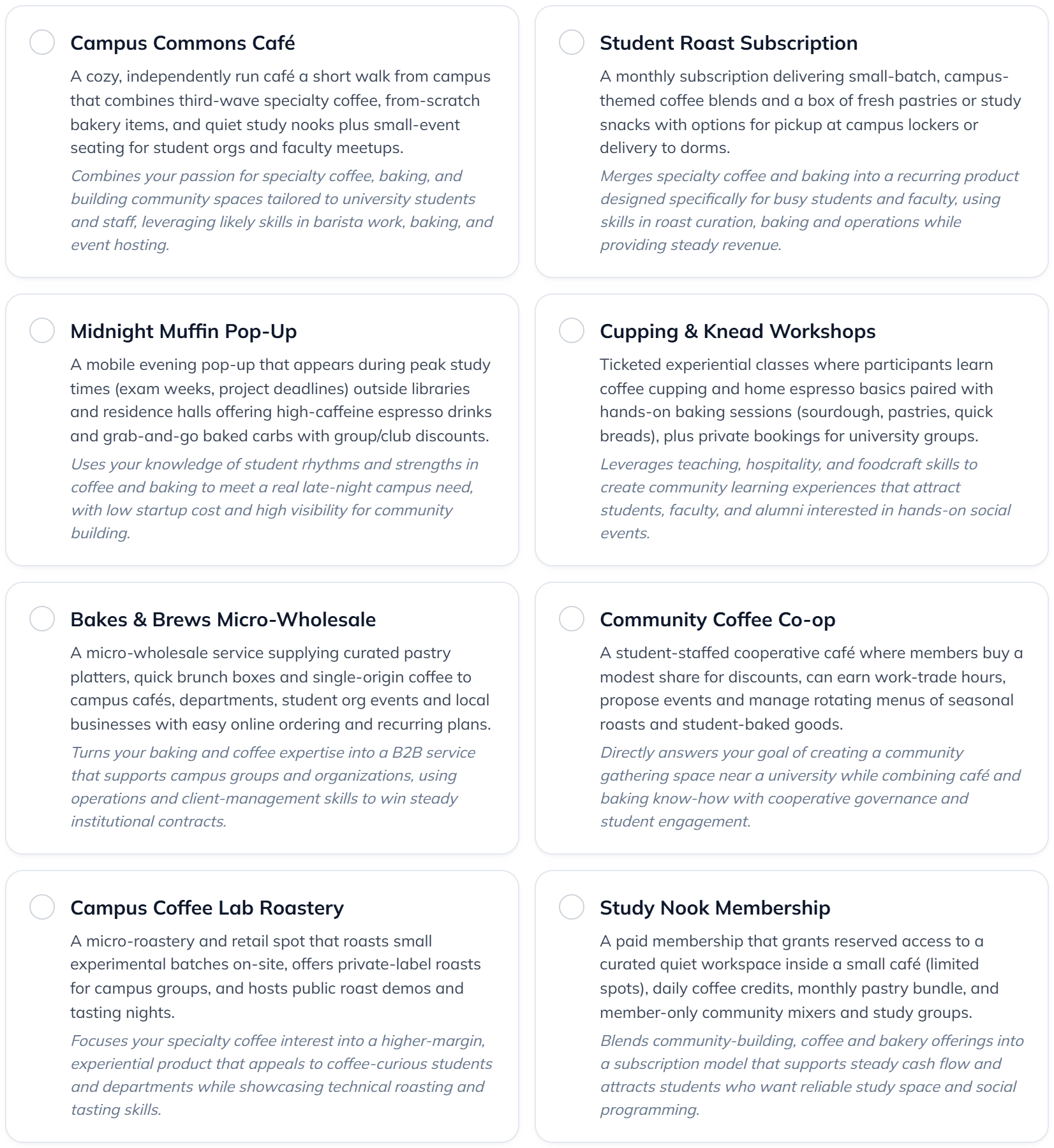 Business ideas generator example