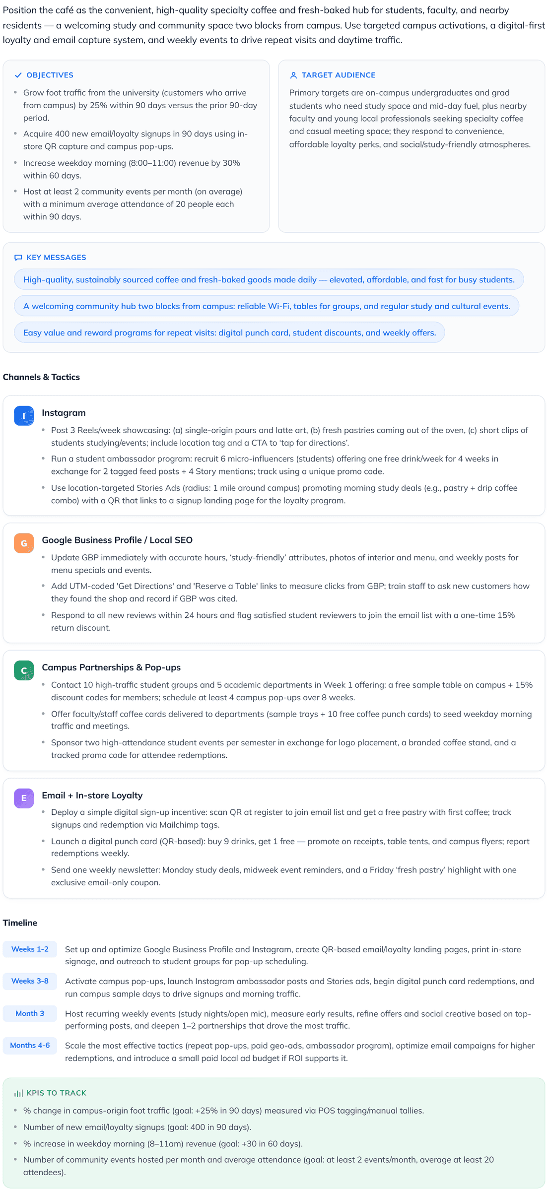 Marketing plan generator example